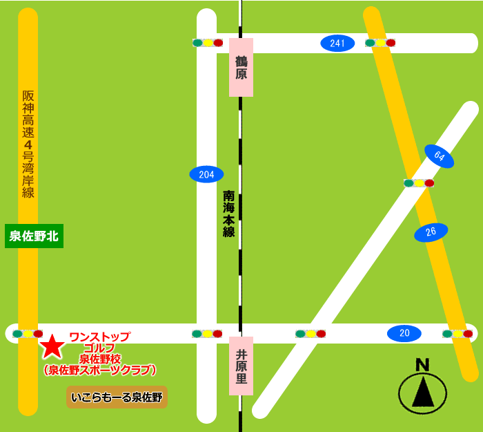 ワンストップゴルフスクール泉佐野校地図